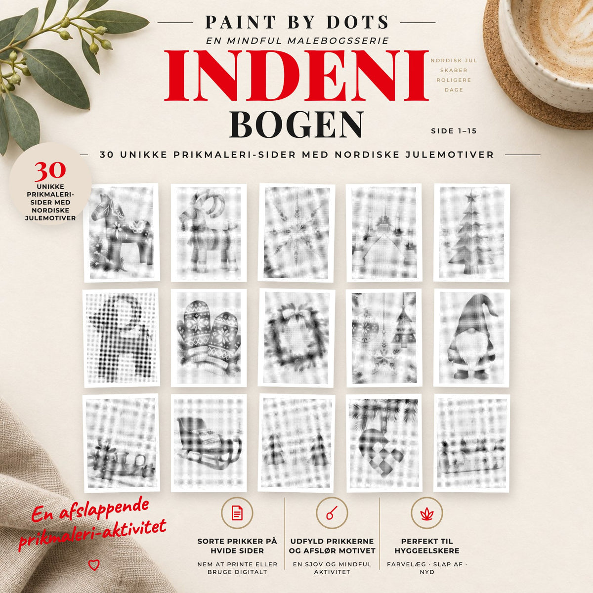 Forhåndsvisning af printbare Skandinavisk jul prikmaleri motiver, side 1 til 15