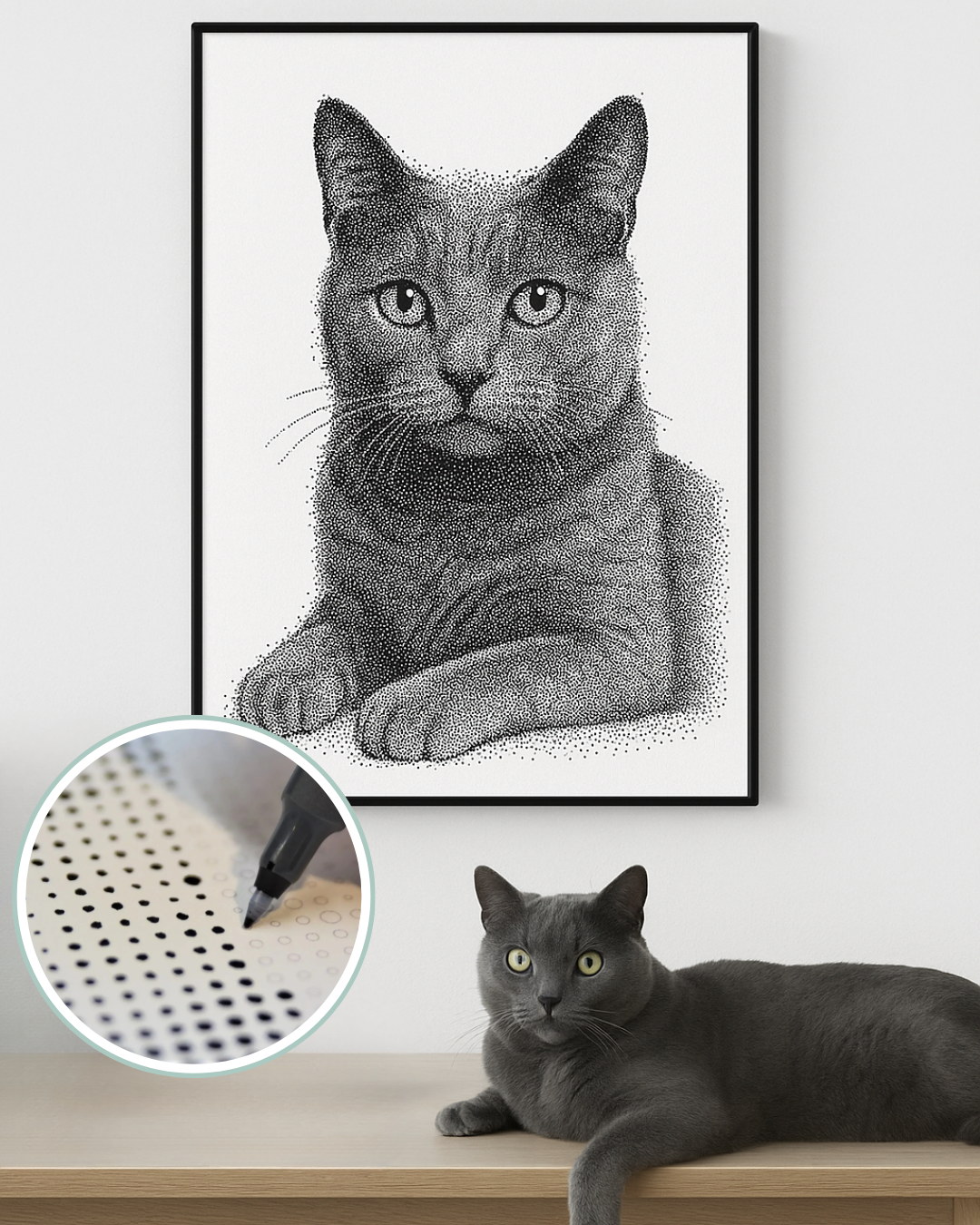 mal med prikker efter foto – dansk ekspert i prikmaleri