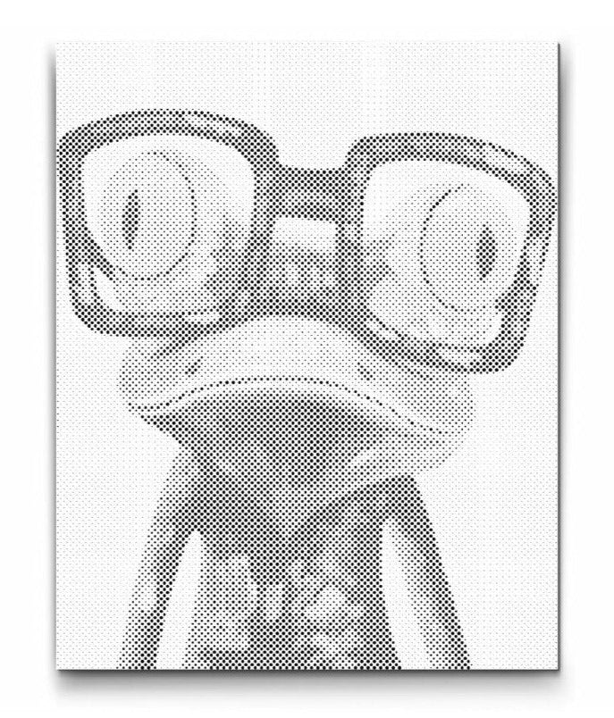 Frø prikmaleri – sjov frø med briller i dot art stil