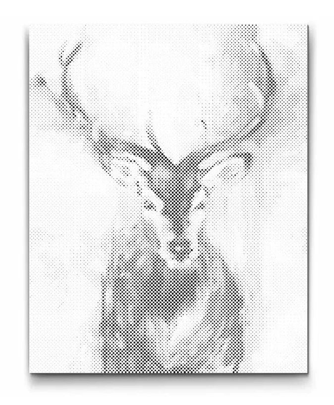 Kronhjort prikmaleri – elegant og nordisk dot art motiv