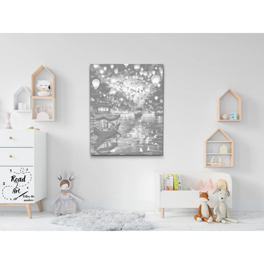 Stemningsfuldt prik maleri med lanterner og blødt lys