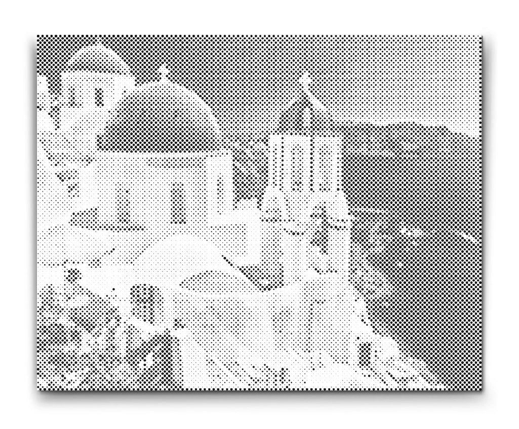 santorini grækenland dot painting
