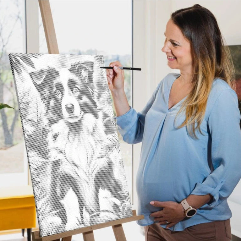 Border Collie hvalp | Mal Med Prikker som færdigt mal med prikker motiv