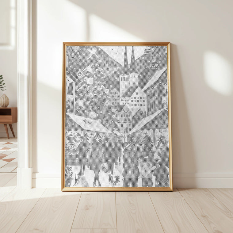 Julemarked i bjergene – prikmaleri
