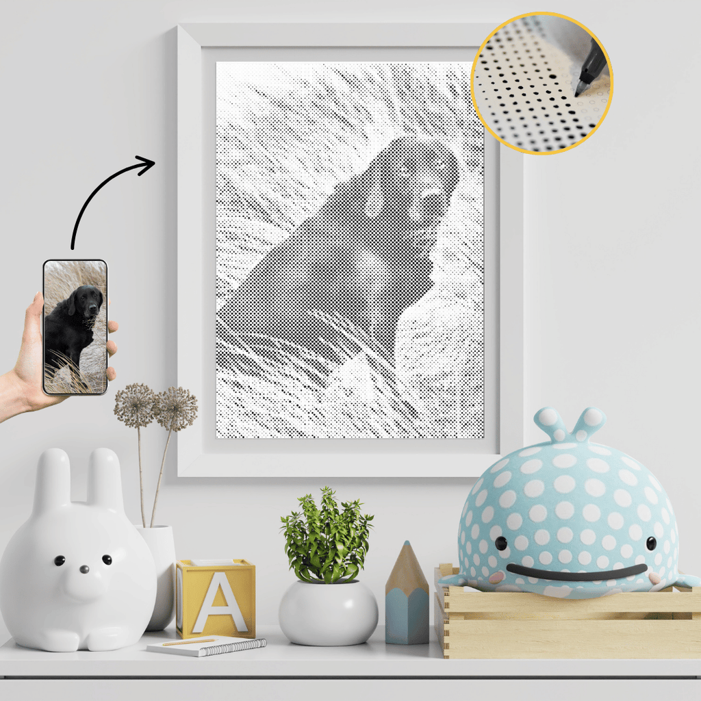 premium mal med prikker sæt. lærred, prikpenne, vejliening og gratis levering