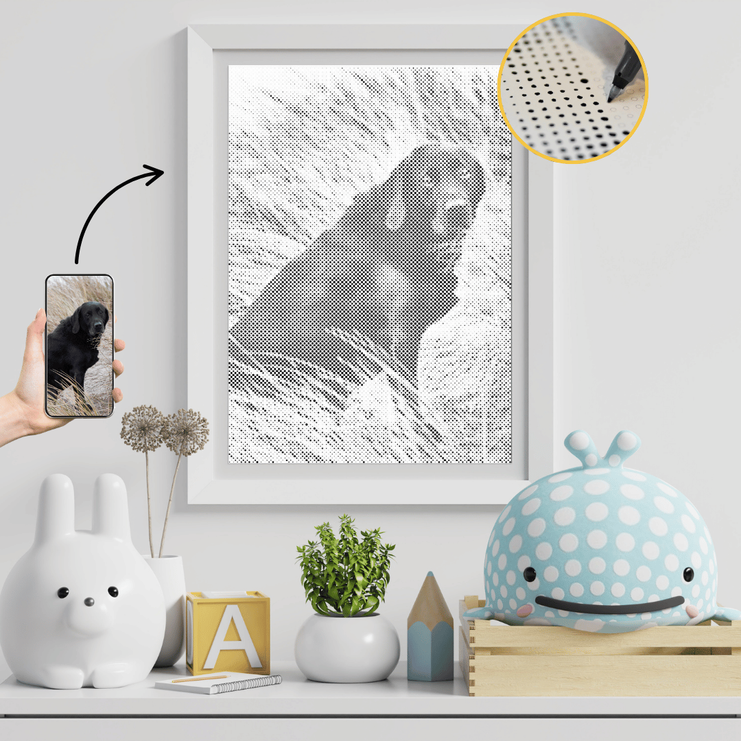 premium mal med prikker sæt. lærred, prikpenne, vejliening og gratis levering