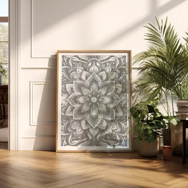 Blomstermandala | Mal Med Prikker som færdigt mal med prikker motiv