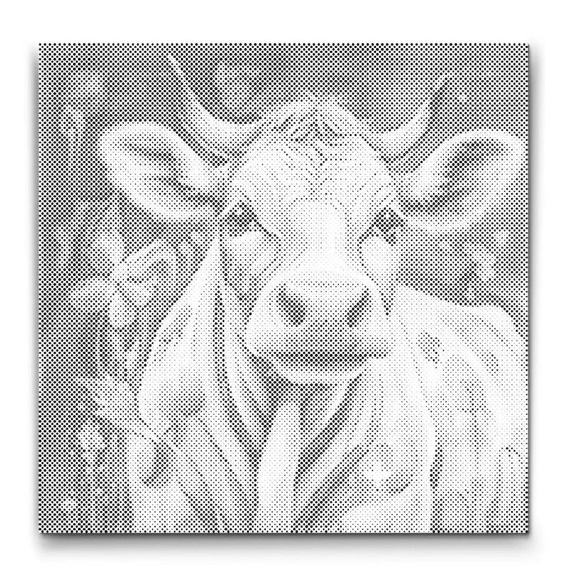 Dot painting ko, prikmaleri ko motiv, sort blå guld dot painting, hyggelig vægkunst med dyr mal med prikker