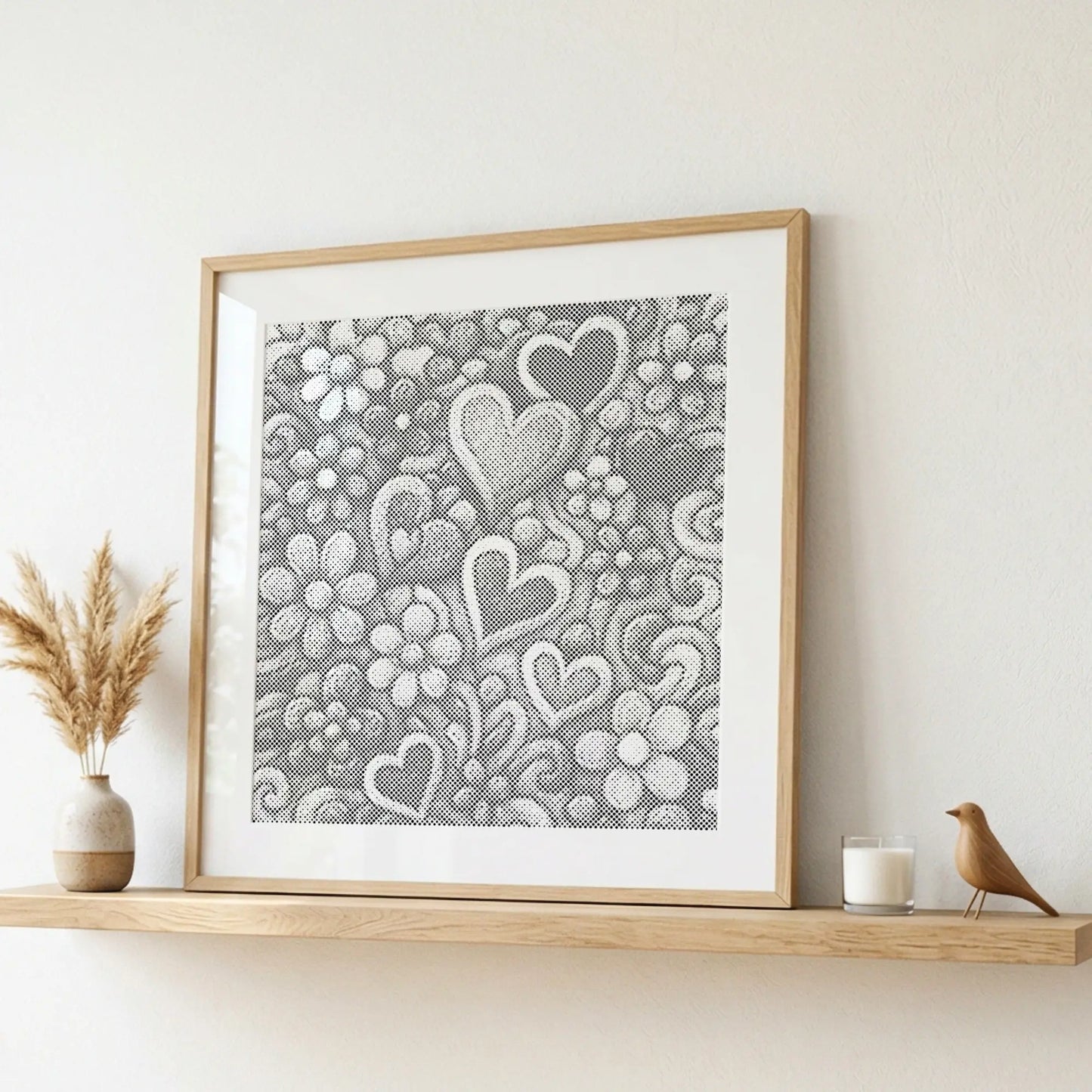 Hjerter og blomster doodle | Mal Med Prikker