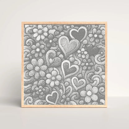 Hjerter og blomster doodle | Mal Med Prikker