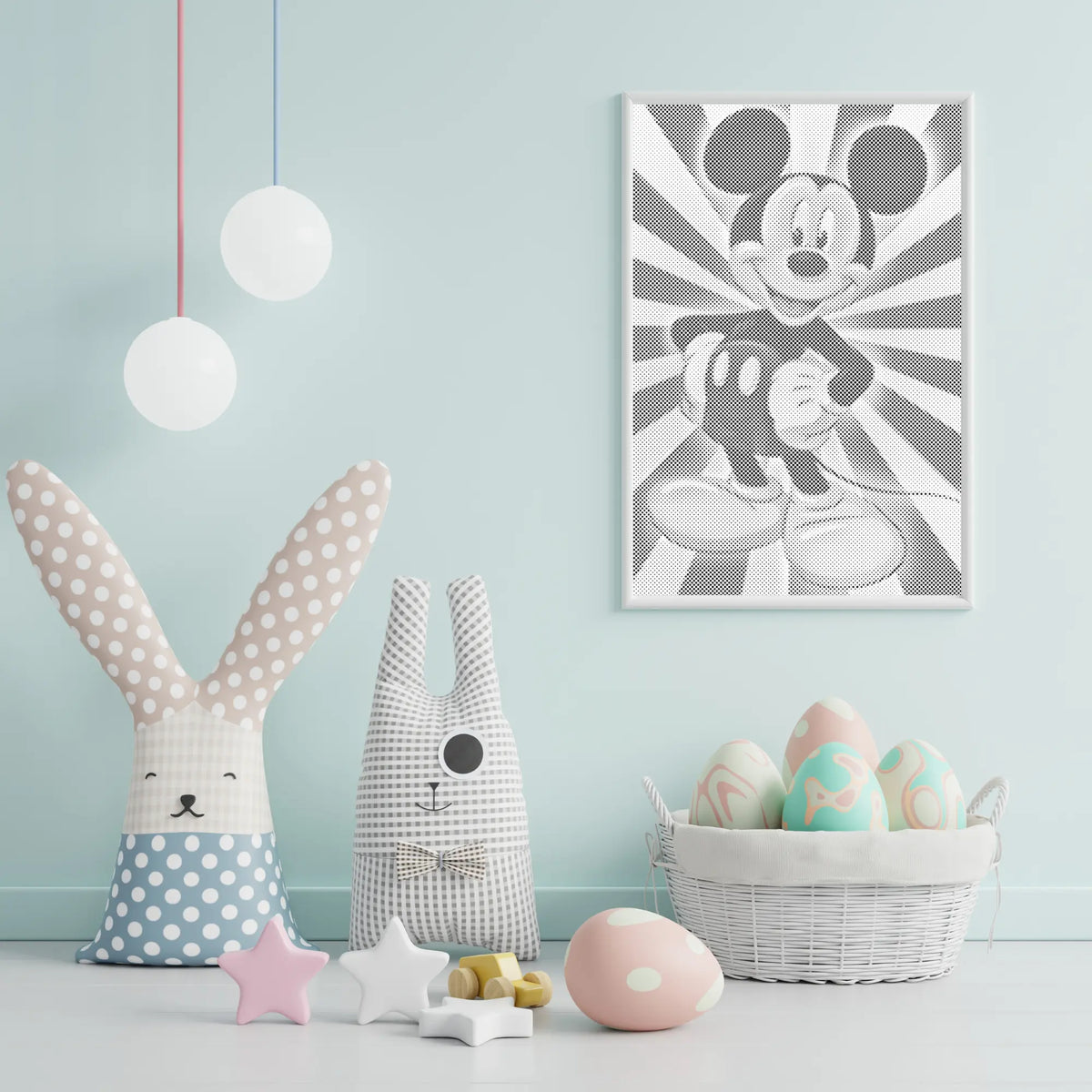 Mickey Mouse | Mal Med Prikker som færdigt mal med prikker motiv