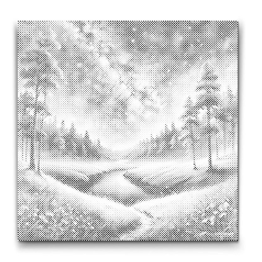 Dot painting natlandskab, prikmaleri landskab nat, sort blå guld dot painting, rolig vægkunst natur mal med prikker