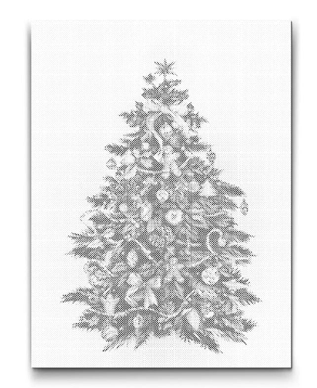juletræ prikmaleri på lærred
