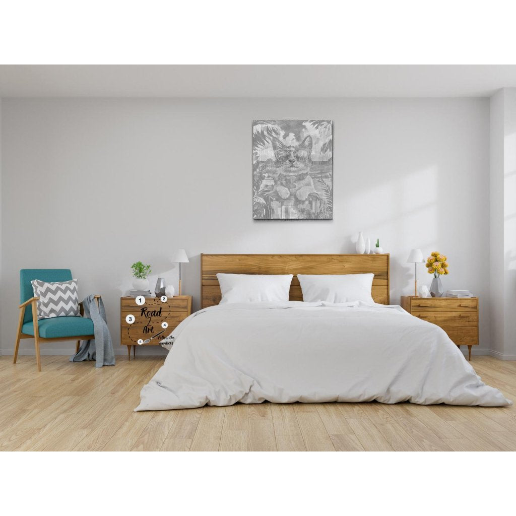 sjov kat vægkunst ferie motiv mal med prikker 