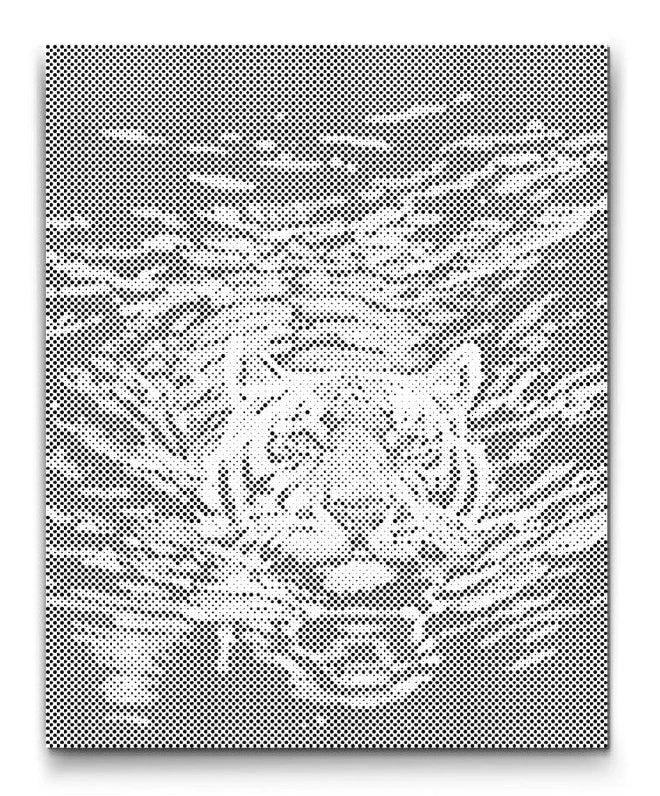 Prikmaleri af svømmende tiger – detaljeret dot art motiv