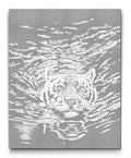 Prikmaleri af svømmende tiger – detaljeret dot art motiv
