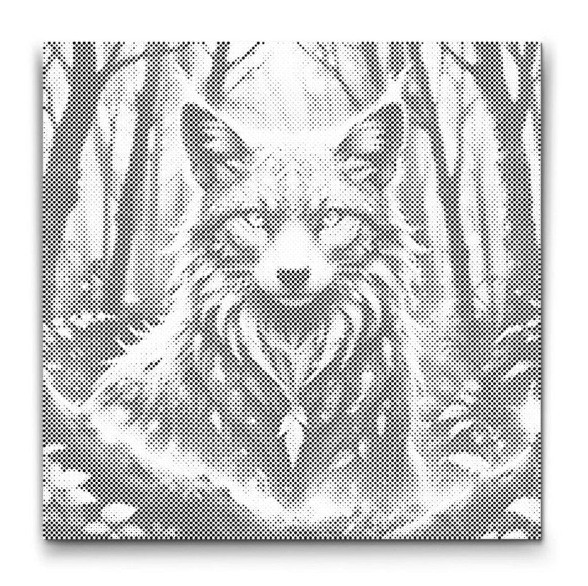 Dot painting ræv i skov, prikmaleri ræv, sort blå guld dot painting, naturkunst med dyr mal med prikker