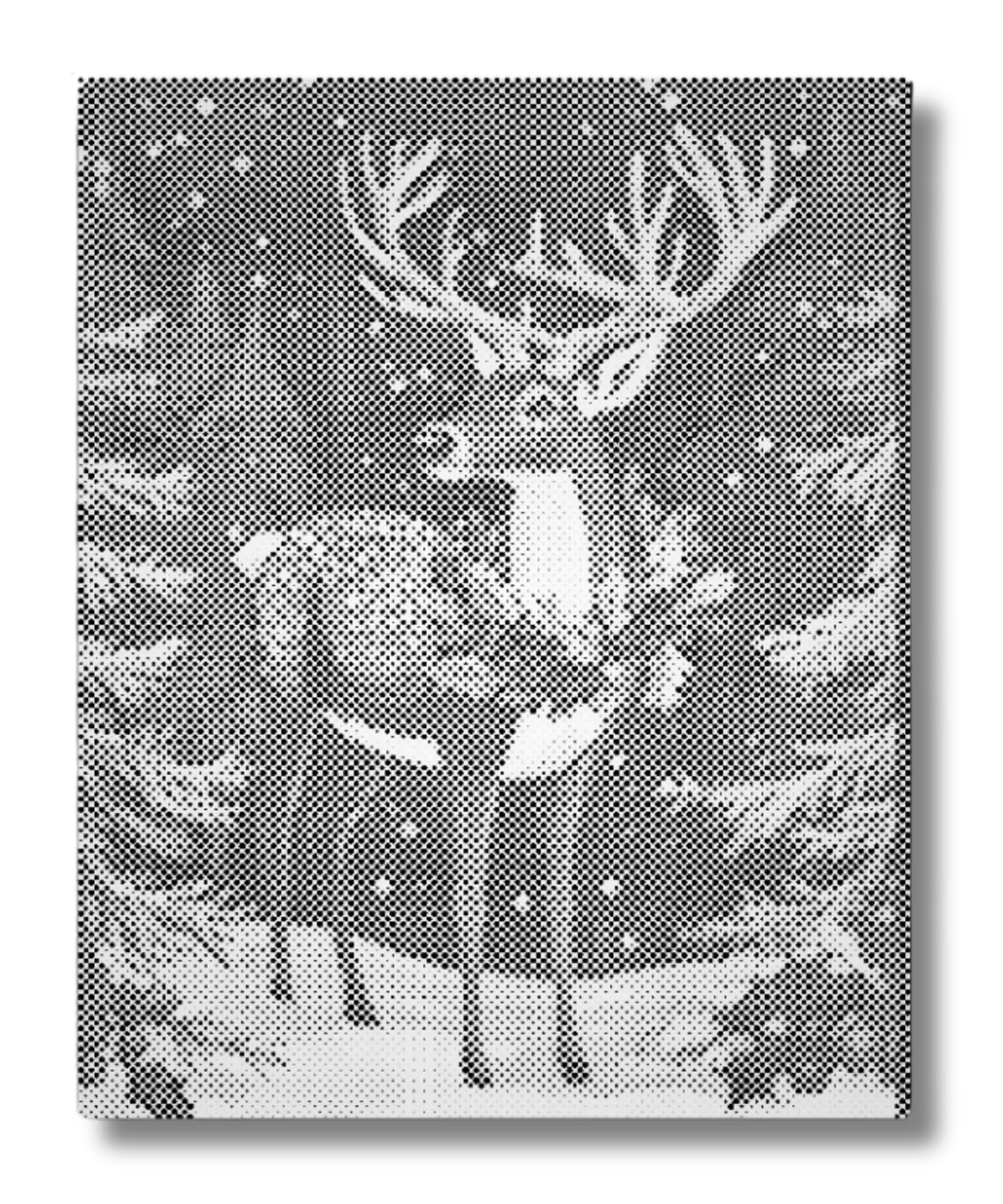 mal med prikker rensdyr i sne