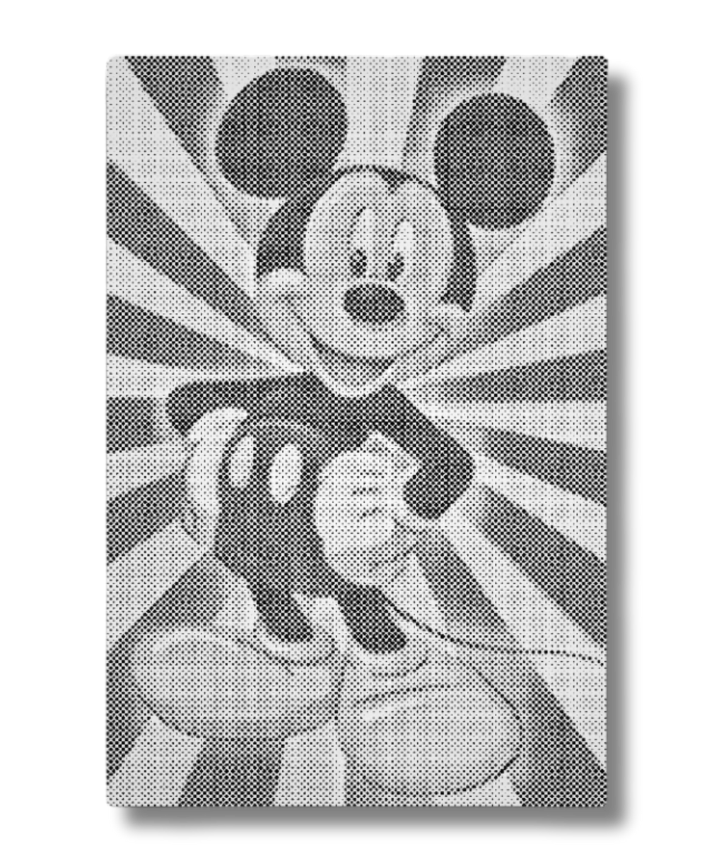mickey mouse prikmaleri med retro stråleeffekt motiv