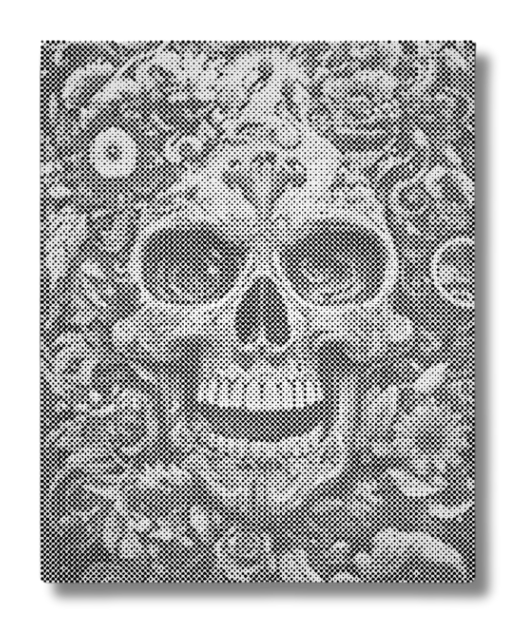 prikmaleri af detaljeret kraniekunst med skull art motiv