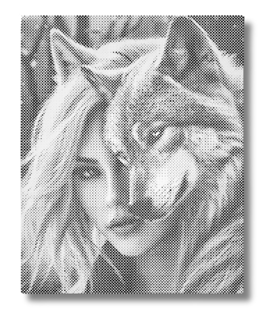 kvinde og ulv prikmaleri dansk design