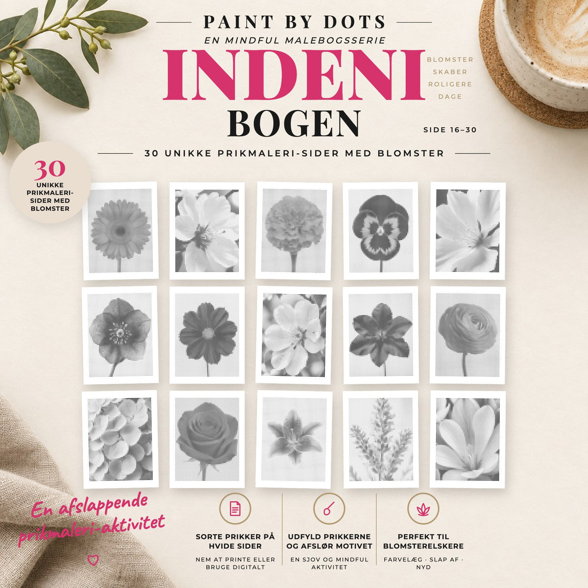 Forhåndsvisning af printbare Blomster prikmaleri motiver, side 16 til 30