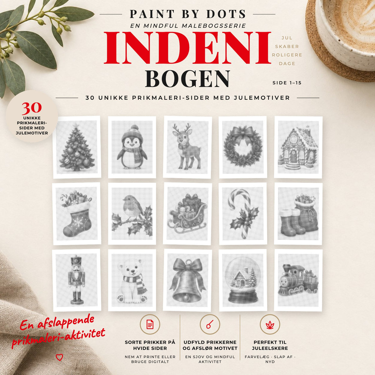 Forhåndsvisning af printbare Nem jul prikmaleri motiver, side 1 til 15