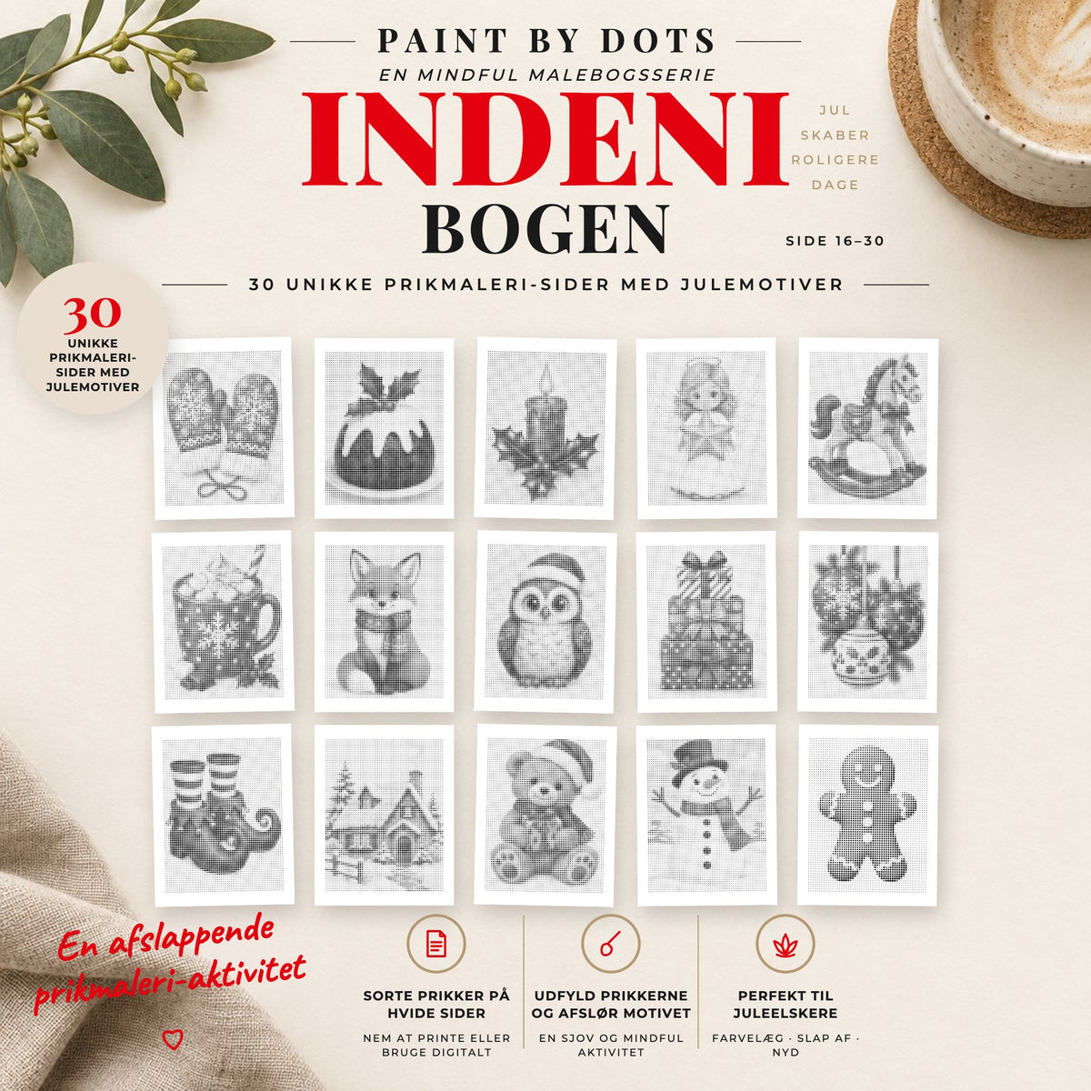 Forhåndsvisning af printbare Nem jul prikmaleri motiver, side 16 til 30