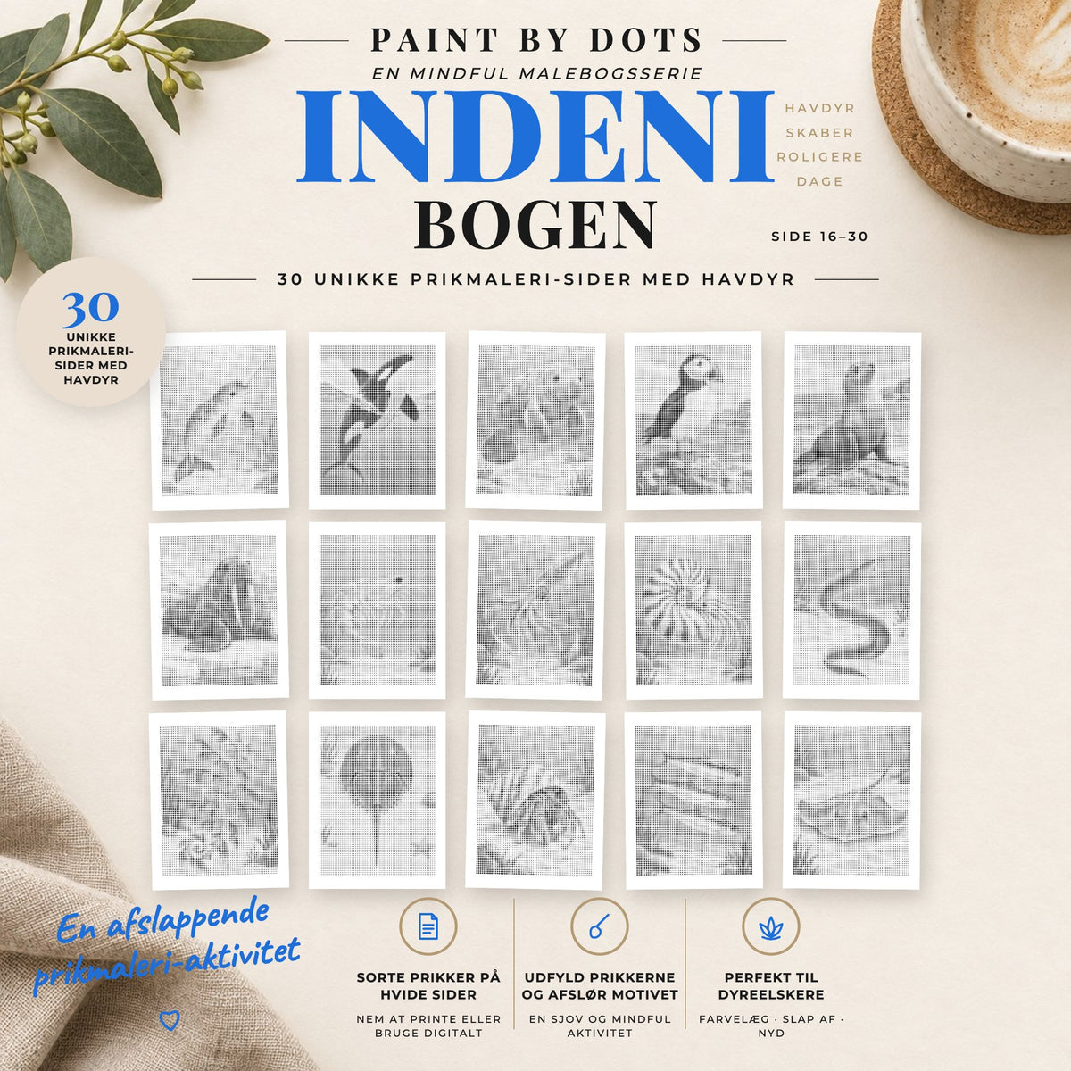 Forhåndsvisning af printbare Havdyr prikmaleri motiver, side 16 til 30