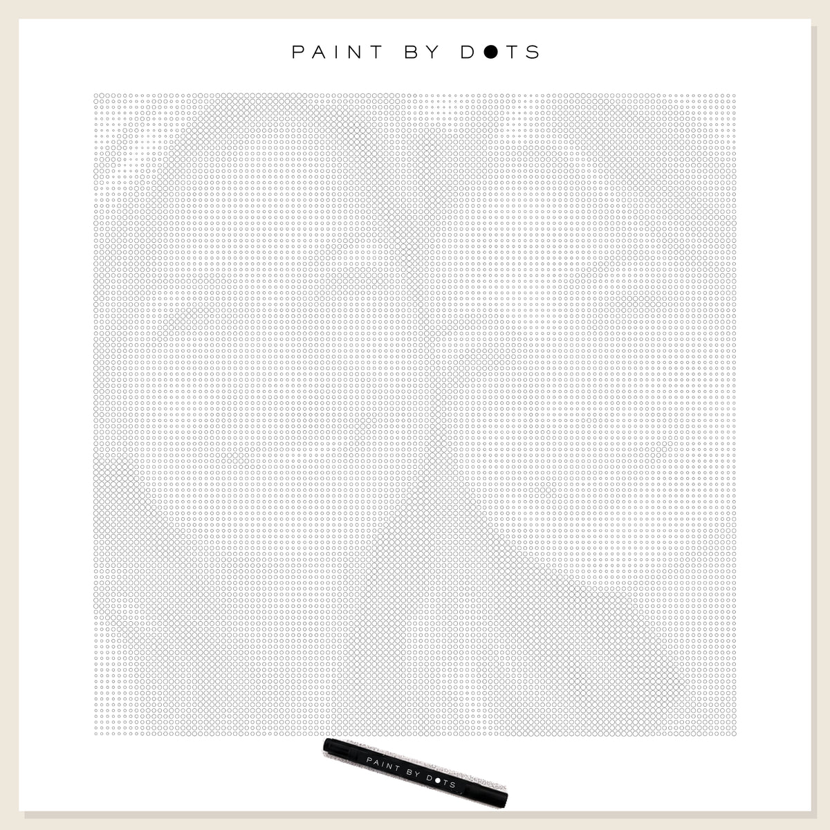 50 × 50 cm lærred til prikmaleri med tomme cirkler og Paint By Dots tusch