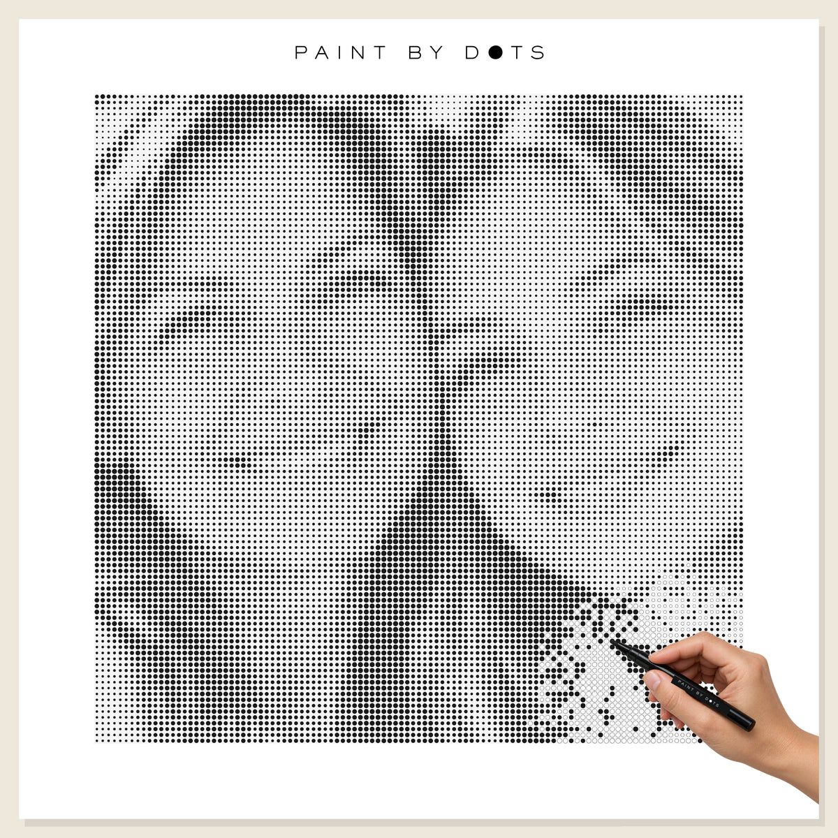 Mal med prikker efter eget foto med en tusch fra Paint By Dots