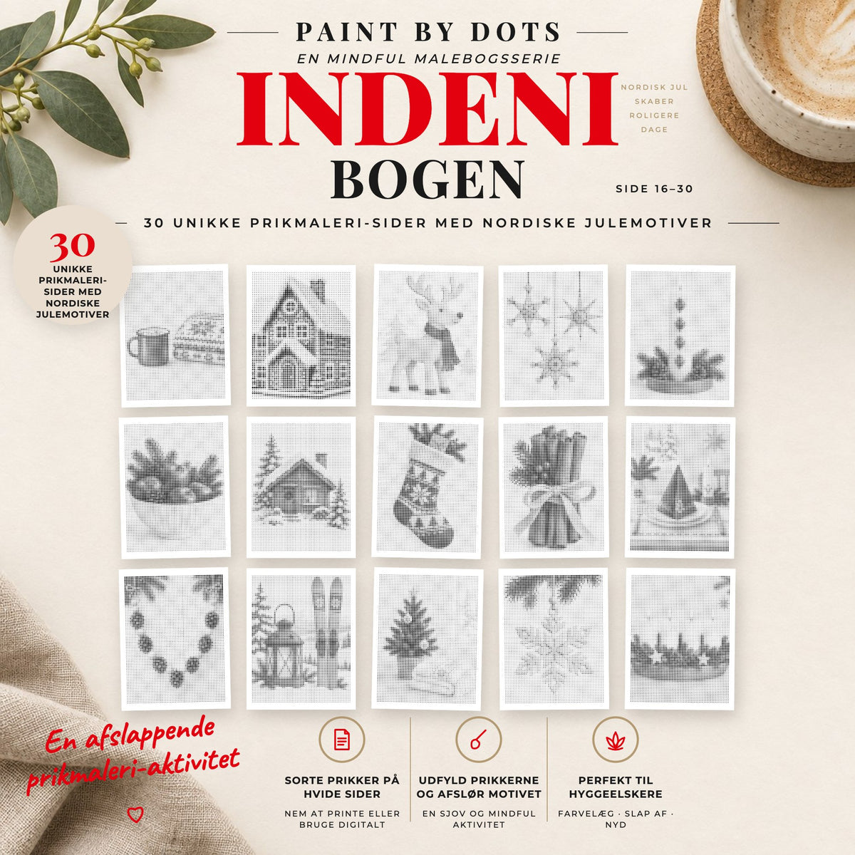 Forhåndsvisning af printbare Skandinavisk jul prikmaleri motiver, side 16 til 30